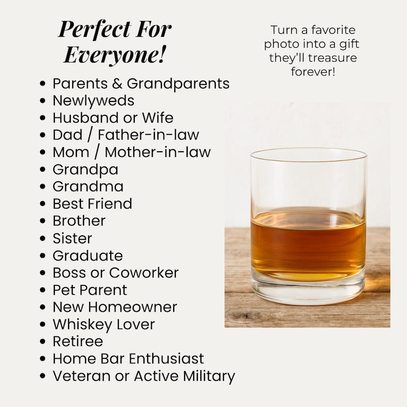 Photo Engraved Whiskey Glass Custom Cocktail Glass With Photo Etched Whiskey Glass Gift Personalized Bourbon Glass Set Bar Cup With Picture Bild 6
