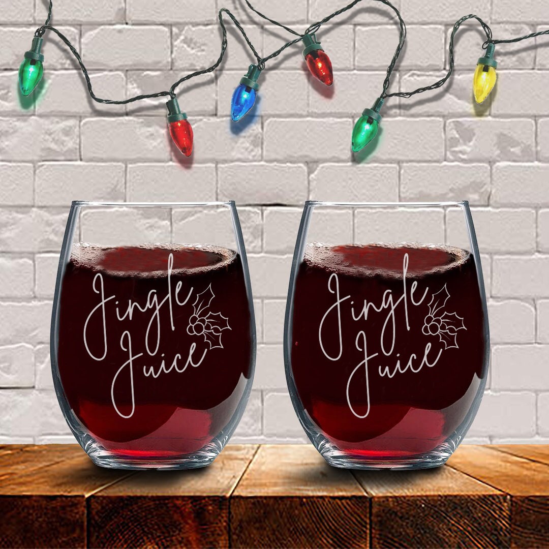 Holiday Stemless Wine Glasses/engraved Christmas Glassware Etsy