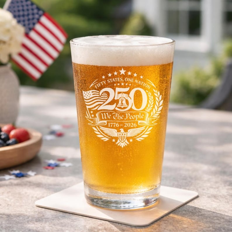 Patriotic Whiskey Glass United States Anniversary Design Liberty Bell Eagle American Flag Etched Tumbler