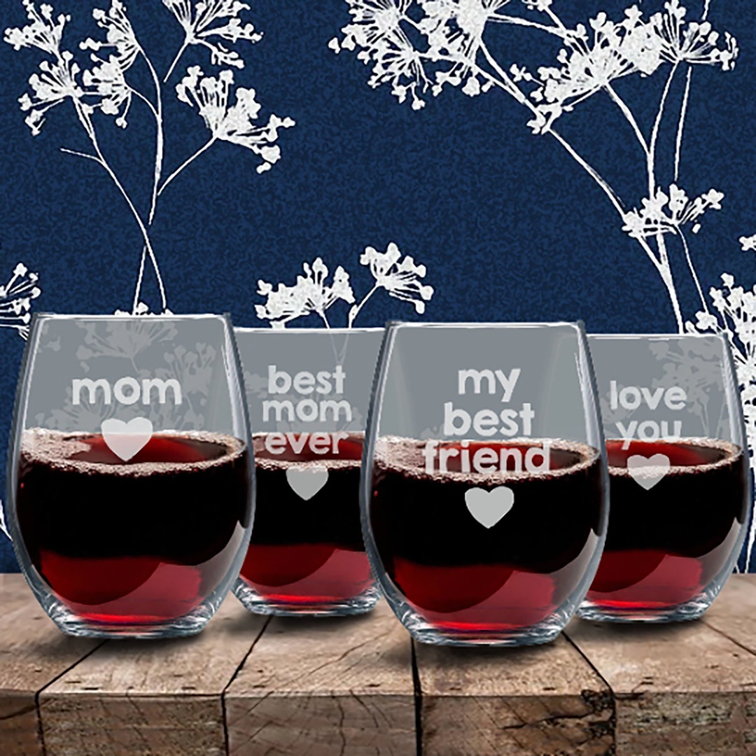 Best Mom Ever Wine Glass/i Love You Mom Wine Glass/engraved Etsy