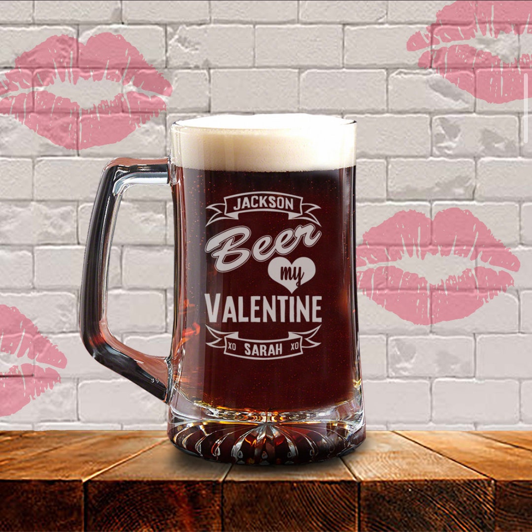Valentine's Day Beer Glass/engraved Beer Mug Gift for Him/custom Etched