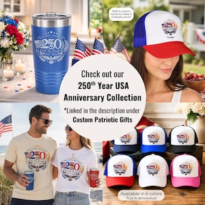250th USA tumbler personalized snapback trucker cap adjustable patriotic United States 250th Birthday apparel personalized military gift for soldier custom Memorial Day party favors bulk