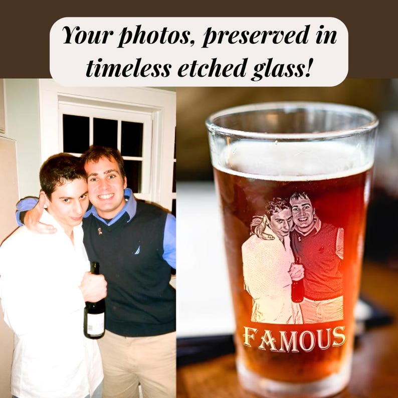 etched photo glass customized pint glass gift engraved beer mug personalized drinkware set for housewarming present