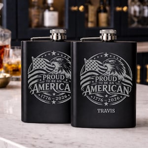 Patriotic Hip Flask America Anniversary Gift Veteran Celebration Accessory Stainless Steel Personalized Design Eagle Flag American Pride Holiday Present