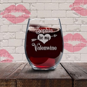 Be My Valentine Wine Glass Gift/Engraved Valentine Wine Glass/Personalized Heart Wine Glass/Custom Etched Wine Glass For Her/Wine Cup Him