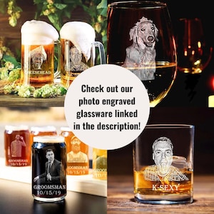 custom photo engraved beer mug gift for him personalized stemless wine glass present for her customized bourbon picture glass scotch drinker etched beer can glass with portait