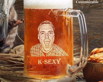 Engraved Beer Mug Groomsmen Gifts Custom Beer Mugs Unique Groomsmen Gift Personalized Glass With Photo Etched Beer Stein Drinkware Present