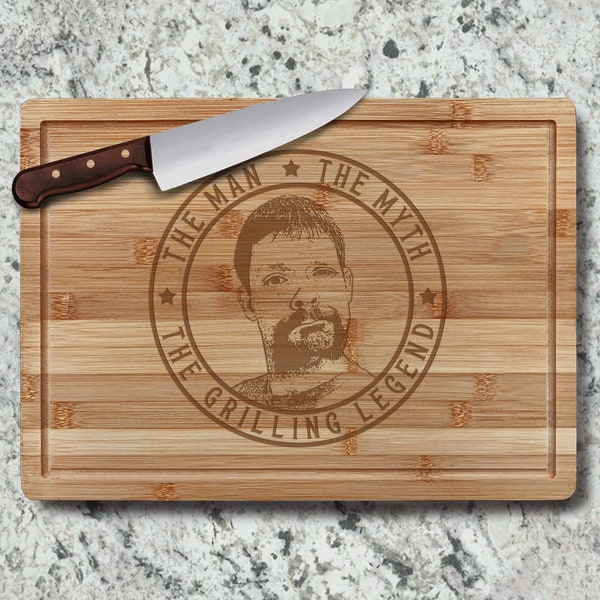 Photo Engraved Cutting Board/Personalized Photo Cutting Board/Etched Serving Board Gift/Custom Portrait Cutting Board/Photo Cutting Board