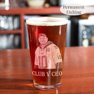 Engraved Pint Glass Etched Photo Beer Mug Gift For Dad Personalized Barware Present For Birthday Unique Beer Stein Picture Glass Set