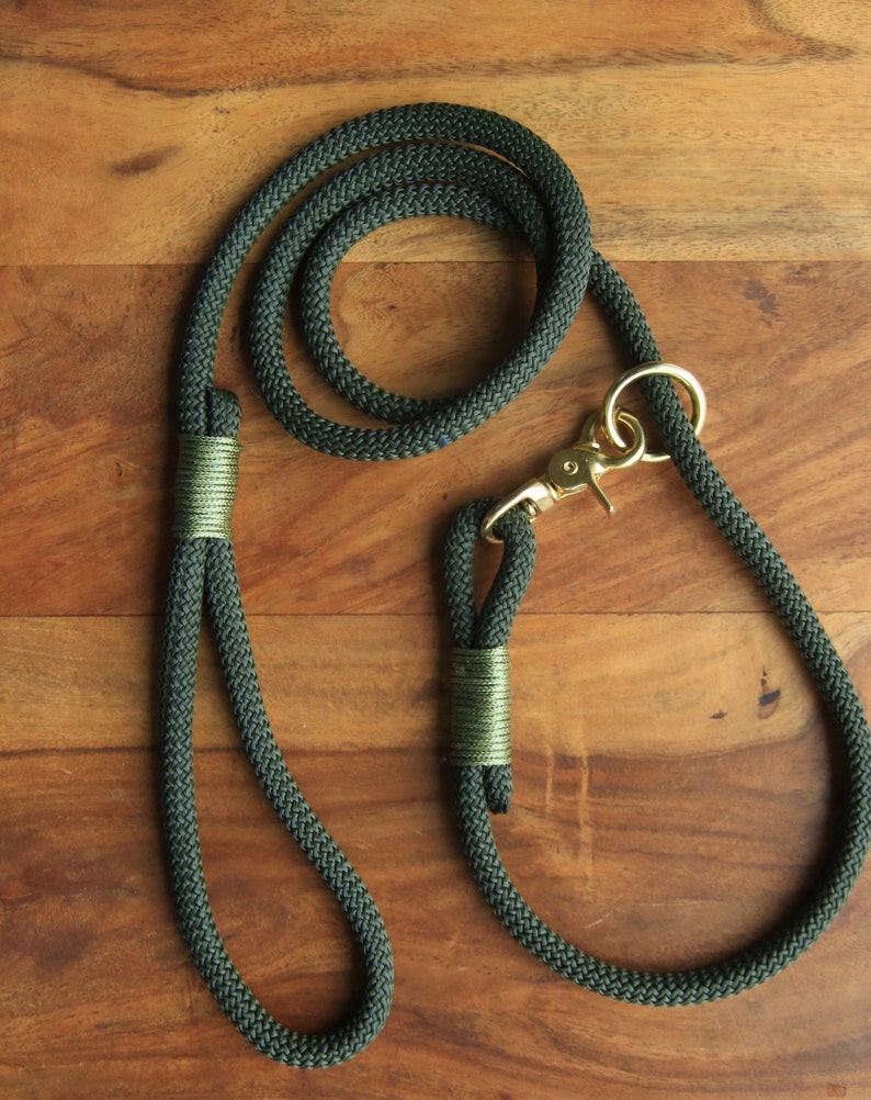 Make your own leash / khaki dog leash / handmade leash / for small and big dogs imagen 1