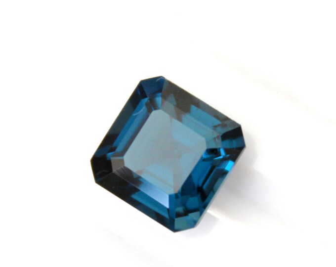 Topaz For A Ring Or Pendent 4.30 Carat 9x9x6MM Loose Gemstone Deep Blue Stone Natural London Blue Topaz Asscher Cut Square Shape