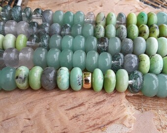 Gemstone Necklace; Anahata Green Heart Chakra 14k gold bead & clasp