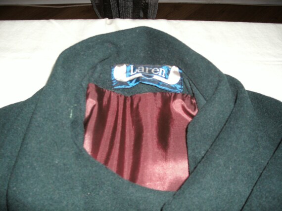 Dark Green Vintage Wool Maxi Swing Coat