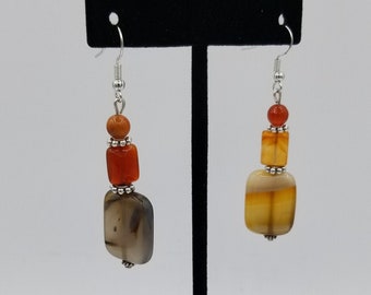 Carnelian and Agate Gemstone Earrings