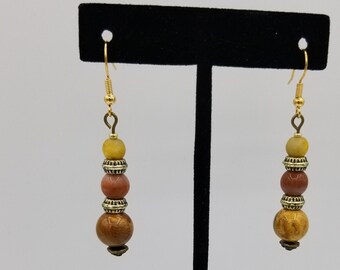 Coral Fossilized Beads Earrings