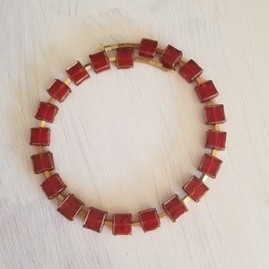 Red and Gold Beads Choker Necklace