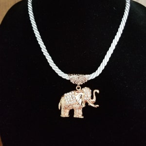 Elephant Necklace Rose Goldtone And Crystals
