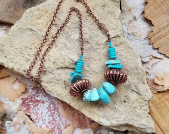 Faux Turquoise and Copper Necklace