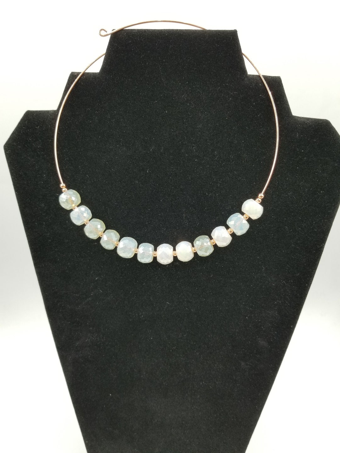 Beaded Memory Wire Choker Necklace Etsy