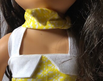 Light yellow floral scarf/ 18 inch doll clothes/ jewelry/ necklace/ neck scarf/ summer scarf/ accessory