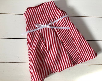 18 inch doll clothes -red & white candy cane striped dress, Christmas dress, 18 inch doll dress, holiday dress, holiday outfit, midi dress