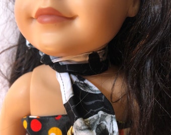 Skull scarf, halloween scarf, doll scarf, doll accessory, 18 inch doll accessories, neck tie, hair tie, hair accessory