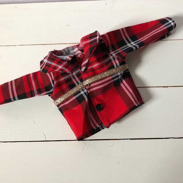 red plaid coat, doll jacket, 18 inch doll clothes, plaid jacket, winter coat, doll raincoat