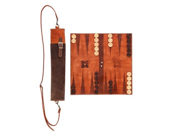 Luxury Handcrafted Leather Backgammon Set: Play in Style