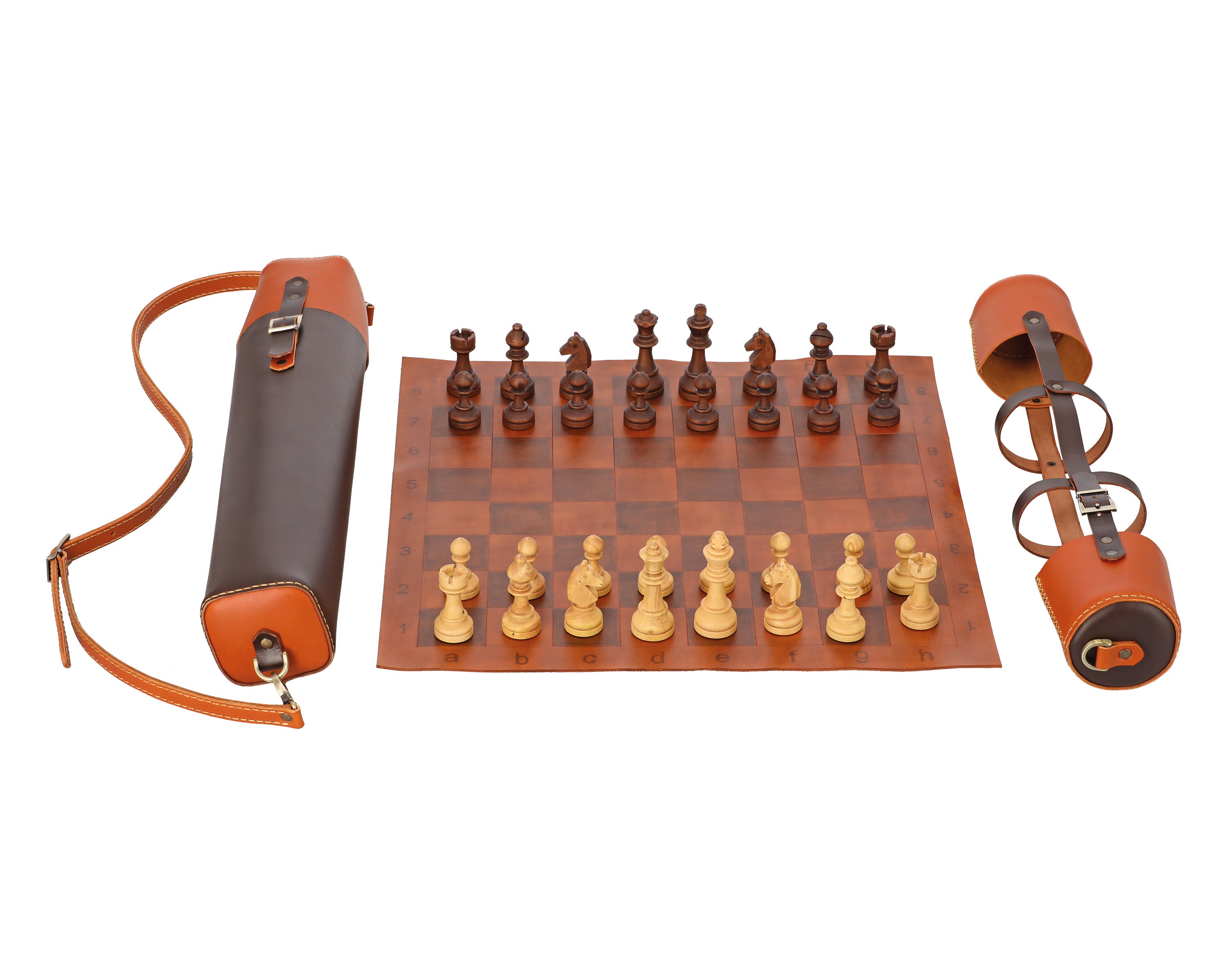 Travel Chess Set, Full Grain Leather