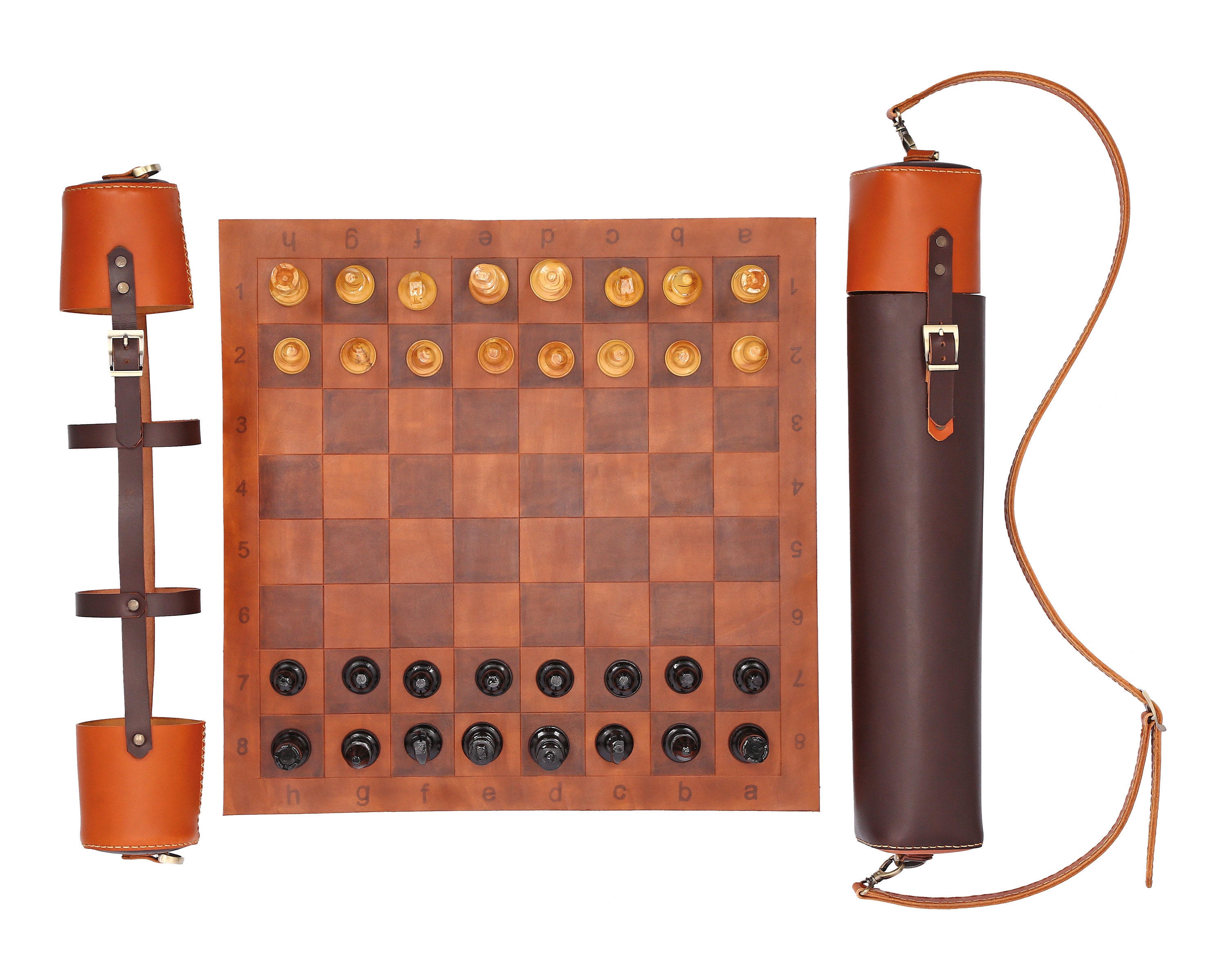 Travel Chess Set, Full Grain Leather