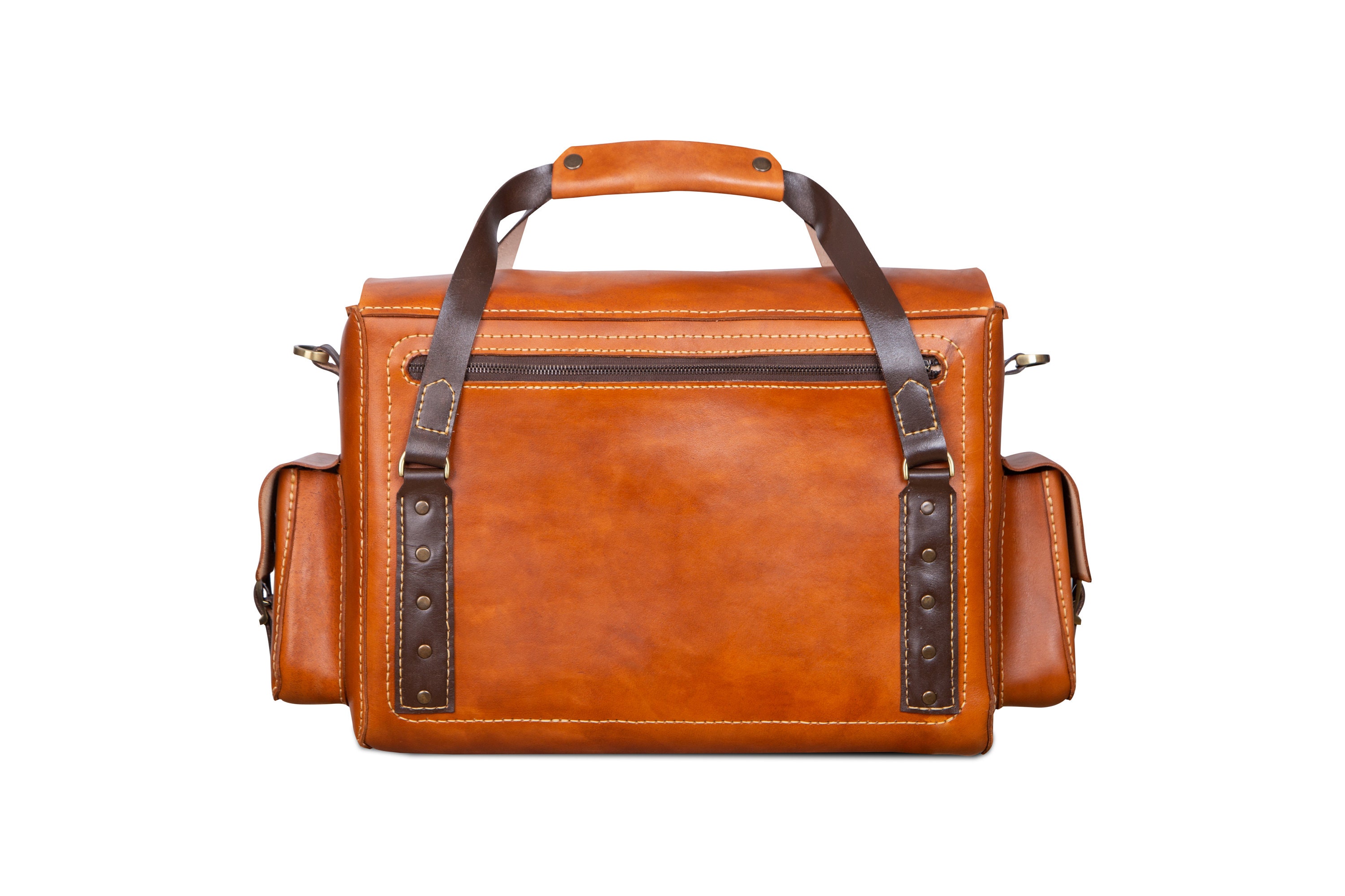 Handmade Duffle Bag in Full Grain Leather Vegetable Tanned Etsy