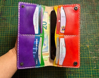 Handmade Rainbow Leather Wallet and Card Holder