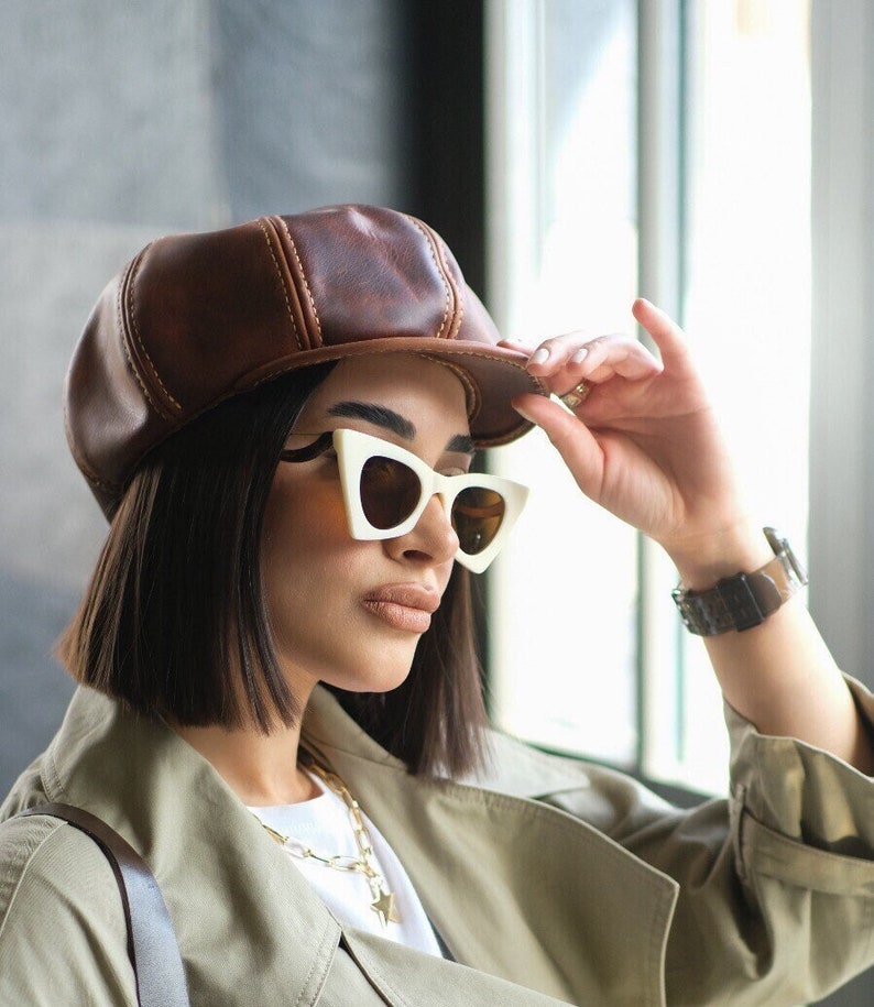 Designer Leather Hats: Where Fashion Meets Functionality Newsboy Cap image 8