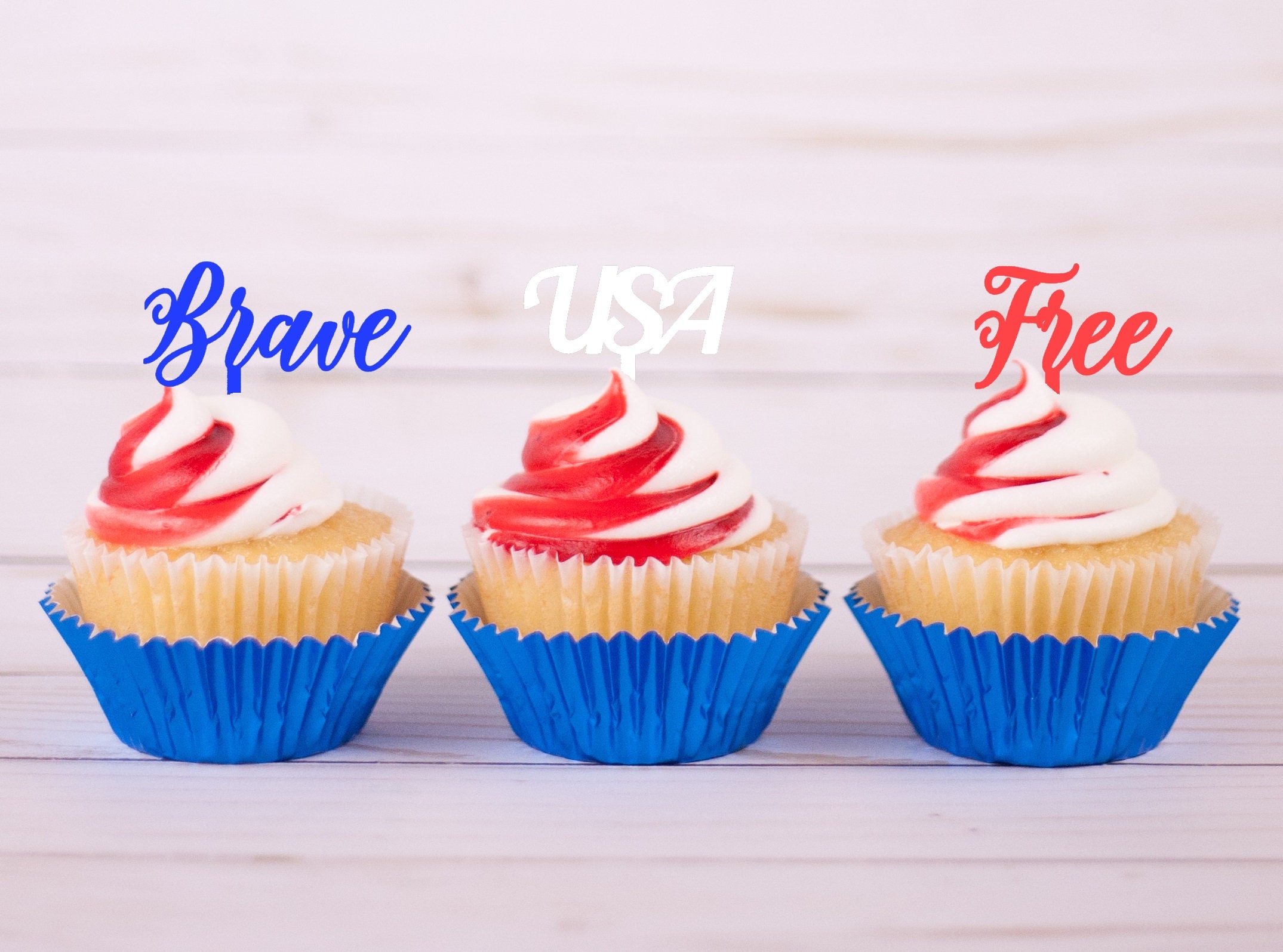 Brave Free Usa 4th Of July Cupcake Toppers 12ct Etsy
