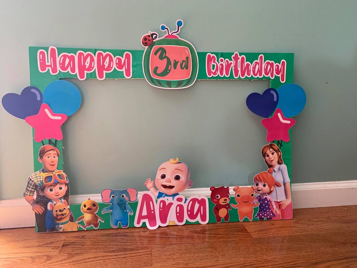 Cocomelon Birthday Party Selfie Frame In 2022 Kids Birthday Party ...