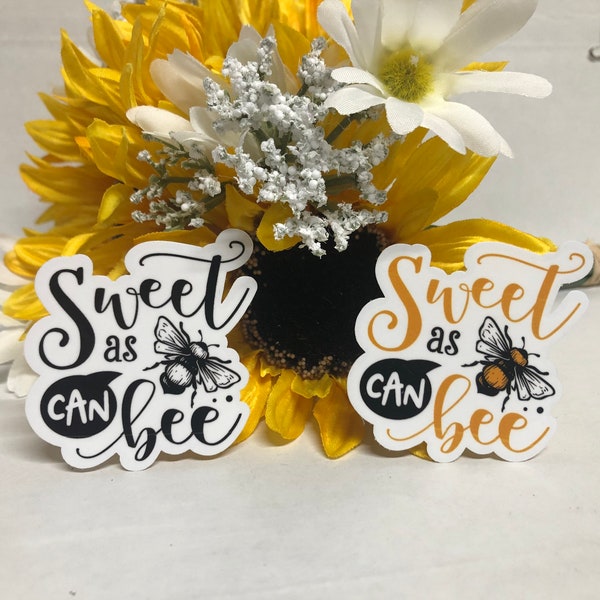Sweet As Can Bee, Floral Bee Sticker, Frosted Clear Vinyl, decal, sticker for Journal, Diary, Calendar, honeybee, bumblebee,