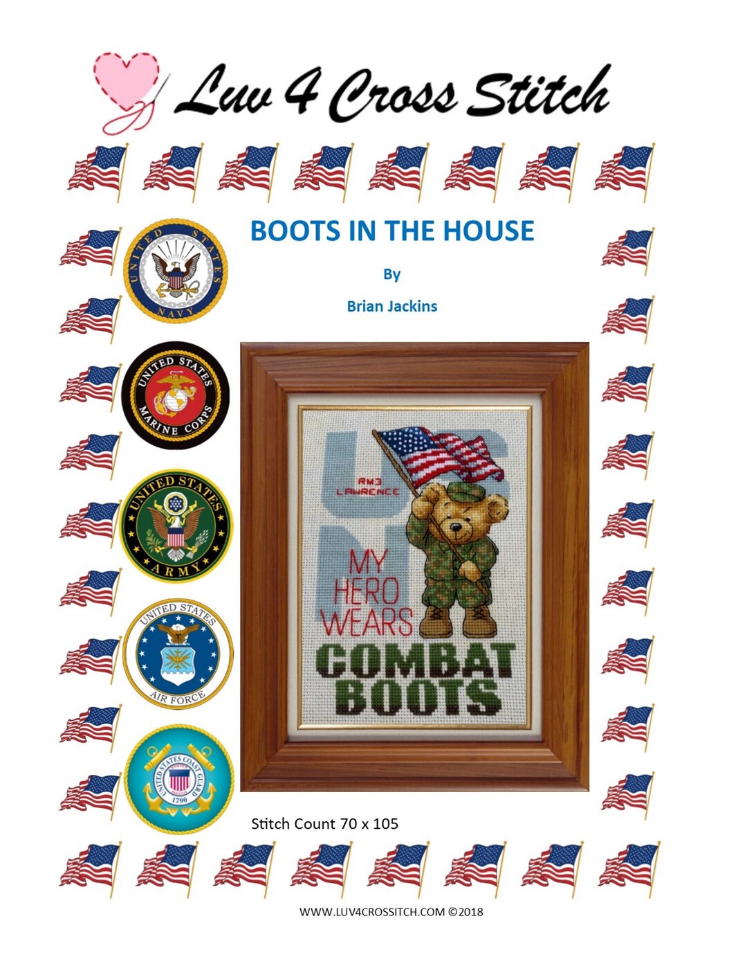 Boots in the House military/patriotic Cross Stitch by Brian Etsy