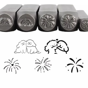 Lovely cartoon dog couples fireworks Punches Set Jewelry Metal, Leather Stamping Tools Bracelet DIY Craft Tool, Jewelry Making