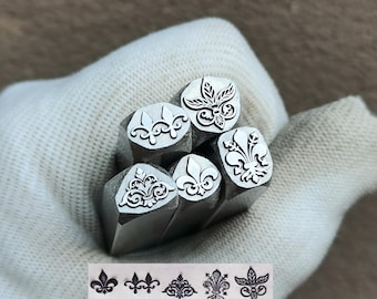 Custom Iris Flower Metal Stamp Foliate scroll Steel Punch Scrollwork Jewelry Metal Leather Stamp Tool Bracelet DIY Jewelry Making Gift