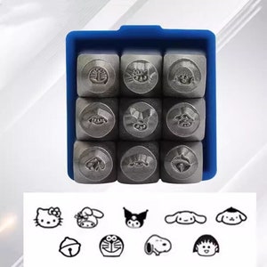 9 pcs 3mm lovely cartoon cat kitty dog bunny girl Punches Set Jewelry Metal, Leather Stamping Tools Bracelet DIY Craft Tool, Jewelry Making