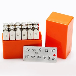12 pcs 6mm lovely cartoon Sea animals fish mermaid Punches Set Jewelry Metal, Leather Stamping Tools Bracelet DIY Craft Tool, Jewelry Making