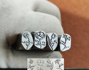Rose Lily Love Letter Metal Stamp Jewelry Metal Leather Stamping Bracelet DIY Craft Tool Decorative Art Metal Design Stamp Jewelry Making
