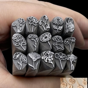 Geburtsmonatsblumen Rose Lilie Tulpe Stanzen Schmuck Metall, Leder Stempelwerkzeug Armband DIY Bastelwerkzeug, Kunst Metall Design Stempel