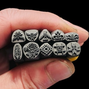 Rose/Eagle/Iris/Arch/Feather Indian Navajo Inspired Steel Punch Jewelry Metal, Leather Stamping Tool Bracelet DIY Tool, Jewelry Making Gift
