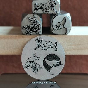 Bull Ox Stamp Wolf Lion Totem Oriental Steel Punches Jewelry Metal, Leather Stamping Tools Bracelet DIY Craft Tool, Jewelry Making For Gift