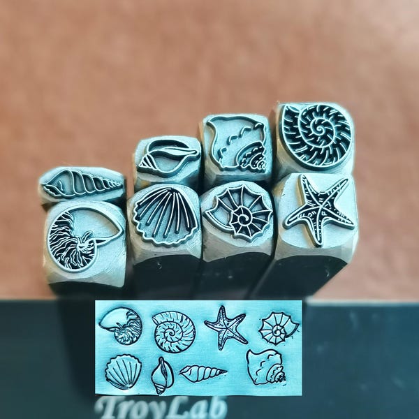 Sea Shell Starfish Ammonite Metal Stamp Ocean living Punch Jewelry Metal, Leather Stamping Tool Bracelet DIY Craft Tool, Jewelry Making Gift