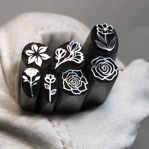 Flower Steel Punches Jewelry Metal Leather Stamping Tools Bracelet DIY Craft Tool, Decorative Art Metal Design Stamp Jewelry Making For Gift