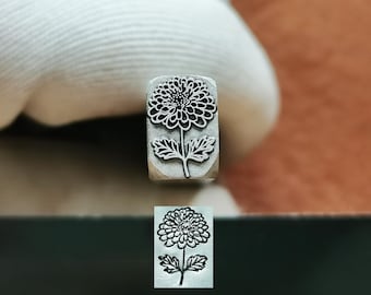 Fiori del mese di nascita, crisantemo, punzoni per gioielli in metallo e pelle, strumenti per timbrare braccialetti fai da te, timbro per design in metallo artistico