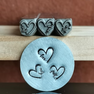 Sello de metal con letras de corazón, amor, esperanza y fe, con dibujos animados, para joyería, herramientas de estampado, pulseras, manualidades, fabricación de joyas para regalo.