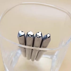 Cartes Poker estampes Cœurs/ pique/ trèfles/diamants Acier Poinçons Bijoux Métal, cuir Outils d'estampage Bracelet DIY Artisanat, Fabrication de bijoux